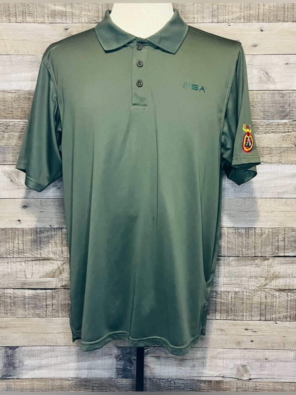 Boy Scouts of America Men’s Uniform Polo Shirt Size Large Military Green